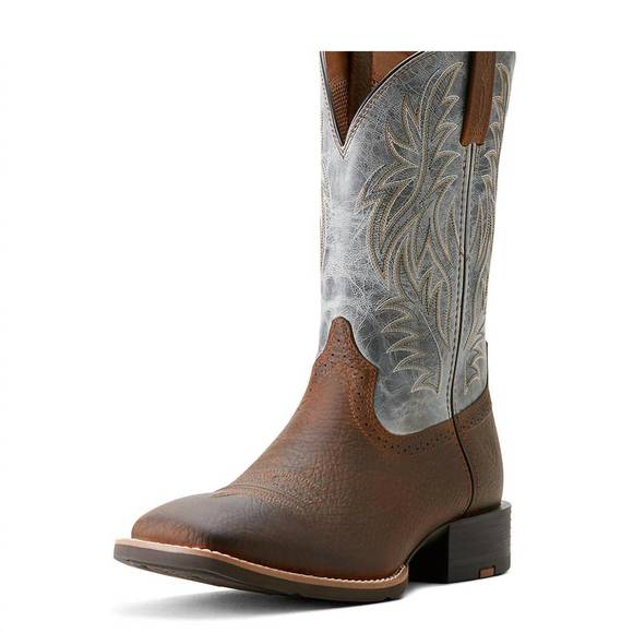NEW ARIAT men's sport wide square toe cowboy boot in earth/glacier blue - Picture 1 of 4